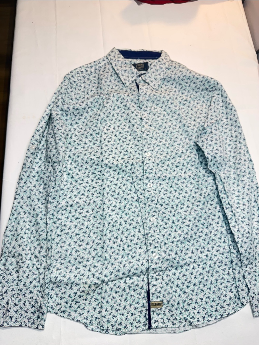 Men's Light Blue Patterned Button-Down Shirt